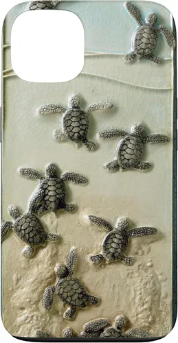 Vista 7 de Funda para iPhone 17, diseño de tortugas marinas color verde bebé