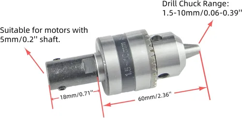 Vista 5 de CHANCS Motor de sierra 775 DC 24V 12000RPM Motor de engranaje de doble salida eje taladro Chuck Mini Sierra circular eléctrica DIY