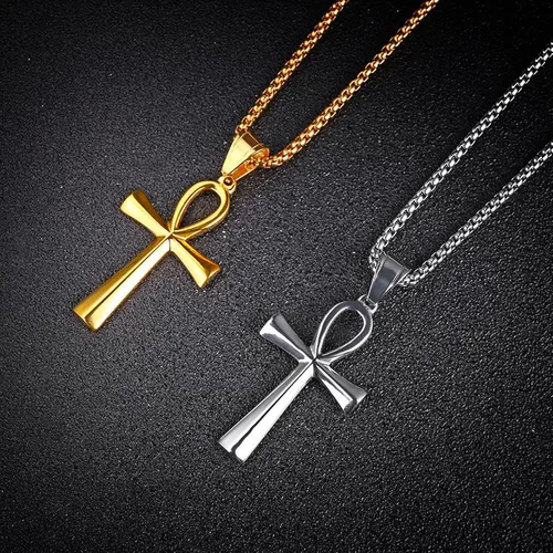 Vista 5 de StoryEtain Collar Ankh copto Ankh con colgante de cruz egipcia collar religioso Ankh regalo de Navidad para mujeres y hombres