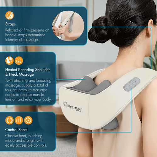 Vista 4 de HEALTHMATE IN9532 Masajeador de hombros y cuello para aliviar el dolor de tejido profundo 6D Shiatsu cuello y hombro con calor recargable