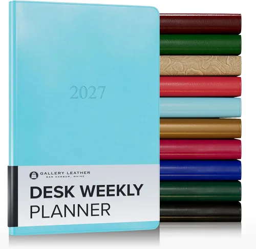Vista 19 de Gallery Leather Planificador Semanal y Mensual Grande 2025-2026, Calendario Planificador y Cuaderno Elegantemente Encuadernado con Elegantes Bordes
