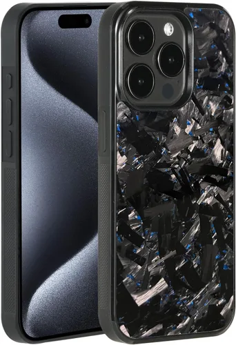 Vista 10 de Grip Series - Funda para iPhone 15 con fibra de carbono forjada real, diseño de bordes agarres, compatible con carga inalámbrica, compatible