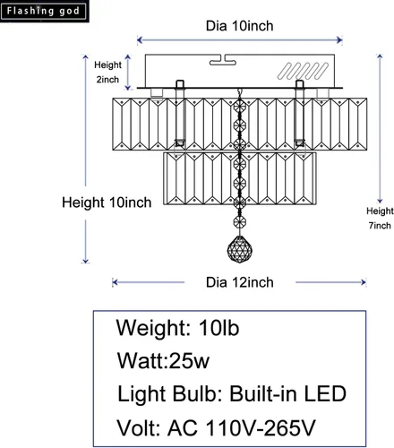 Vista 4 de Flashing God Mini Candelabros de Cristal de 12'' de Diámetro Plateados Lámpara de Techo LED Moderna de Montaje Empotrado con Cristales Lámpara