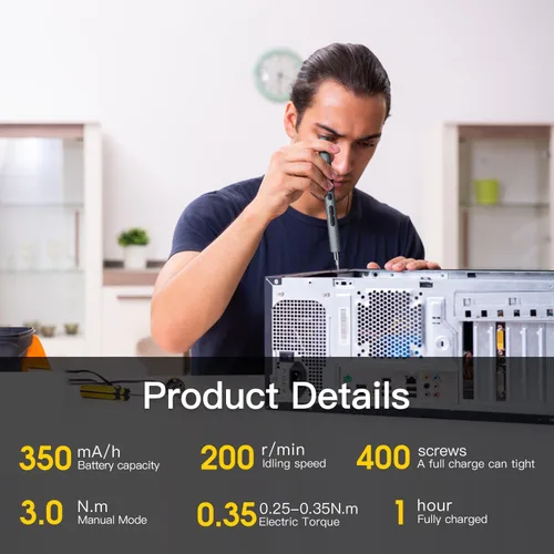 Vista 6 de LIFEGOO Juego de Mini Destornillador Eléctrico, 58 en 1 Destornillador de Precisión Eléctrico Inalámbrico con 50 Puntas Magnéticas Pequeño
