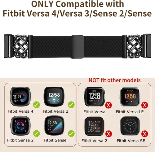 Vista 6 de Correa trenzada compatible con Fitbit Versa 4 bandas para mujer/Versa 3/Sense 1/Sense 2, cierre magnético, tela de nailon con correas de hebilla