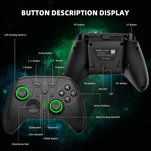 Vista 7 de EasySMX Switch Pro Controller para Nintendo SwitchSwitch LiteOLED controlador inalámbrico con botones programables doble vibración turbo luz LED