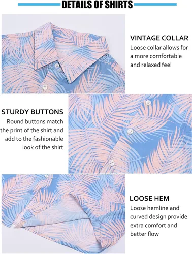 Vista 4 de Camisa hawaiana para hombre, elegante, estampado tropical, pantalones cortos, transpirable, de secado rápido, ropa de playa