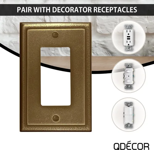 Vista 5 de Questech Decor - Cubierta para interruptor de luz basculante individual, placa de pared eléctrica de 1 banda, cubierta de receptáculo GFCI