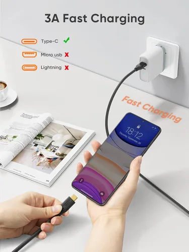 Vista 4 de CableCreation Cable USB C a USB A de 1 pie, USB 3.1 USB 3.2 Gen2 10Gbps USB A a C, cable de datos, Android Auto Cord 3A para USB C, SSD externo