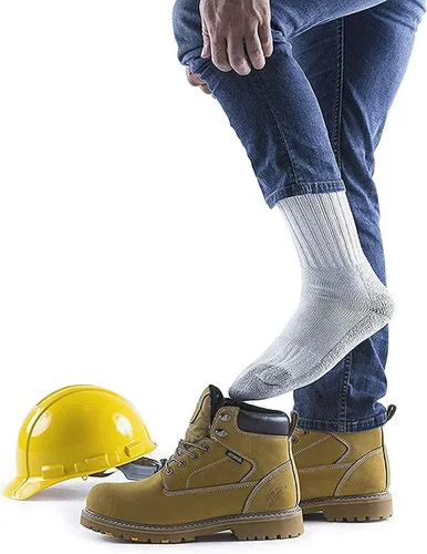 Vista 6 de Calcetines de trabajo de punta de acero resistente para hombre, multipack, talla de zapatos de EE. UU. 9-12