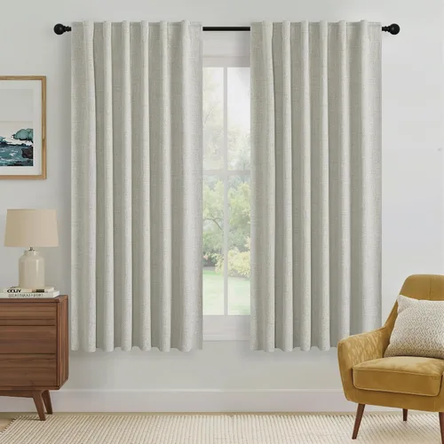 Vista 205 de RYB HOME Cortinas de lino texturizado 100% opacas de 84 pulgadas de largo, aislamiento térmico, privacidad, ahorro de energía para dormitorio, sala