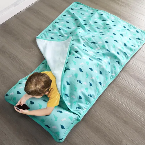 Vista 4 de Tapete para siesta para niños pequeños con manta de 50 x 21 x 1.5 pulgadas, tapete para siesta para niños y niñas, súper suave y acogedor, saco
