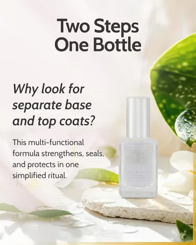 Vista 5 de karma organic Capa Base y Capa Superior 2 en 1 Esmalte de Uñas, Polvo de Inmersión y Activador de Base Polygel, Esmalte de Uñas Transparente