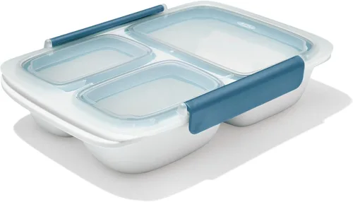 Vista 24 de OXO Good Grips Prep and Go - Recipiente dividido para 2 tazas, color azul océano