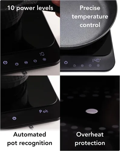 Vista 6 de AirHood Cocina de inducción ultrafina Placa caliente de encimera con sensores de precisión para 10 modos de temperatura Electrodoméstico