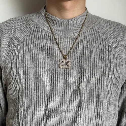Vista 7 de Heavstjer Collar con colgante de número de acero inoxidable de Hip Hop Iced Out Jewelry