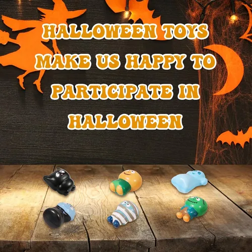 Vista 6 de Paquete de 6 juguetes esponjosos de Halloween, recuerdos de fiesta de crecimiento lento: calabaza, zombi, gato negro, momia, vampiro, fantasma bolsa