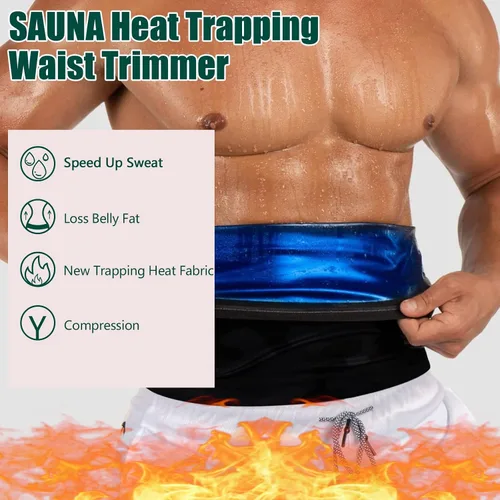 Vista 3 de Cinturón de sudoración para reducir la grasa del vientre inferior para hombres, faja reductora de sauna, faja moldeadora para el entrenamiento