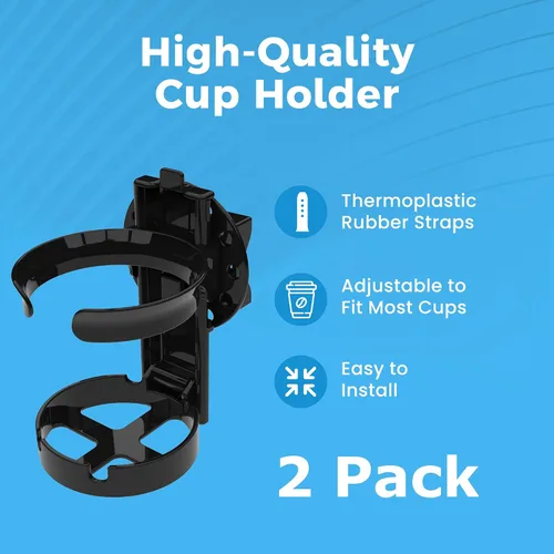 Vista 3 de Portavasos de movilidad para adultos, paquete de 2 – Soporte portátil para bebidas para silla de ruedas – Compatible con andador, andador