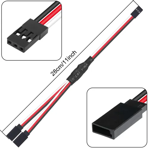 Vista 6 de Cable servo RC 1 a 2 Y, cable de extensión macho a 2 hembra, cable de extensión servo para placa de control de conexión de extensión servo, piezas