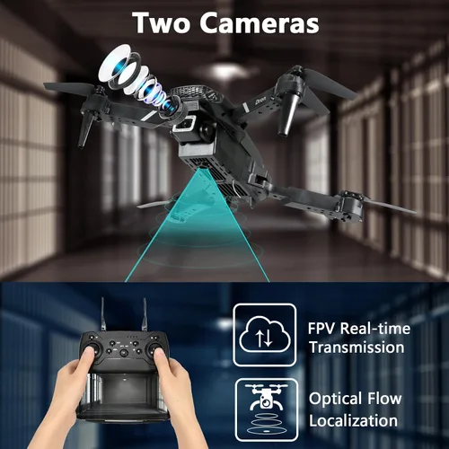 Vista 3 de FLYVISTA Mini Drone con cámara para adultos y niños, dron con cámara WiFi FPV 1080P con 3 baterías, despegue/aterrizaje con un clic, mantiene