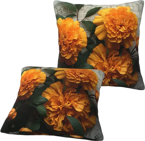 Vista 6 de Throw Pillow Covers 16"x16" Square Cushion Cover Marigold Modern Farmhouse Cushion Case Soft Pillowcase for Couch Bed Car Home Decoration Throw
