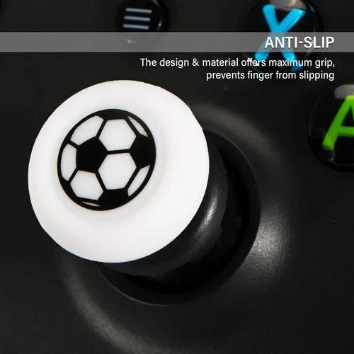 Vista 5 de Playrealm FPS Thumbstick Extender & Printing Rubber Silicone Grip Cover 2 Sets for Xbox Series XS & Xbox One Controller(Soccer)