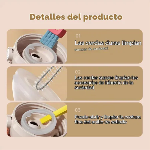 Vista 5 de Juego de cepillos de limpieza de espacio de tapa de taza 3 en 1, nuevo cepillo multifuncional de limpieza de grietas 3 en 1 2026 para espacio de 3