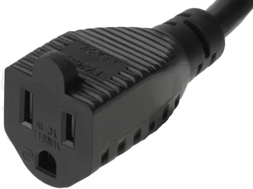 Vista 4 de SF Cable Cable de alimentación NEMA 5-15P de perfil ultra bajo de 1 pie 14/3 AWG en ángulo recto a NEMA 5-15R, negro