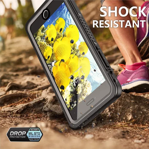 Vista 5 de Funda impermeable para iPhone SE 2022/SE 2020/iPhone 7/8, a prueba de golpes, con protector de pantalla integrado, funda protectora de cuerpo Negro