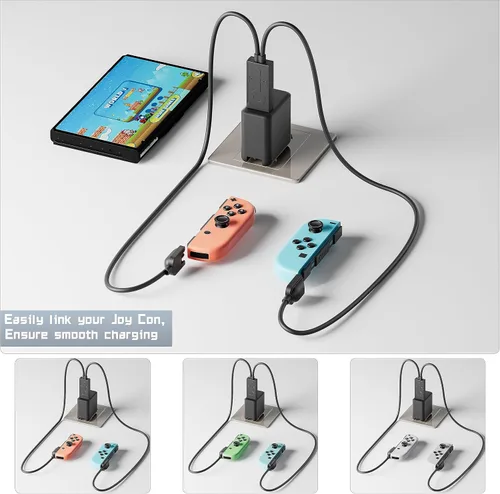 Vista 2 de Switch Controller Charging Dock Compatible with Nintendo Switch & OLED Model Joy Con with LED Indicationfor Nintendo Switch Joy Con