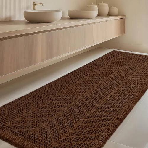 Vista 79 de Tapete de baño con diseño de gofre, moderno, bohemio, absorbente, antideslizante, ultrasuave, lavable a máquina, con letra de baño, dormitorio