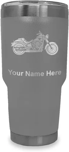 Vista 39 de LaserGram Vaso personalizado de 20 onzas, motocicleta (negro) Regalo grabado para motociclistas, acero inoxidable aislado al vacío, grabado