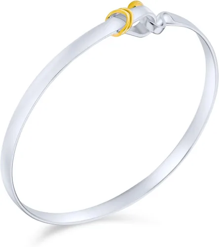 Vista 2 de Pulsera chapada en oro de dos tonos con gancho y ojo para mujer, para novia, plata de ley 925, personaliza, Metal