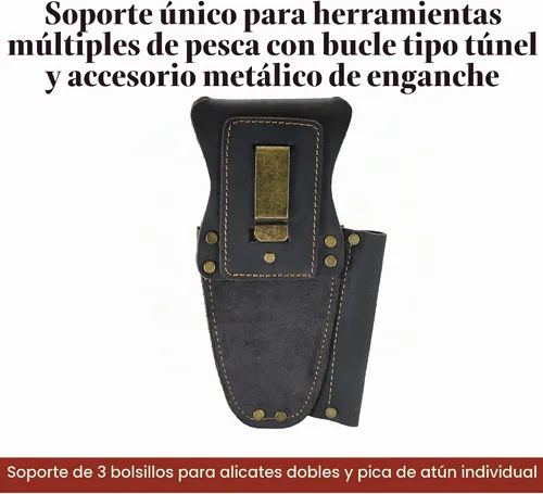 Vista 3 de Style N Craft 70012-Alicates dobles de bolsillo y soporte de punta de atún individual en cuero engrasado - marrón oscuro