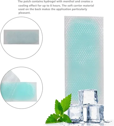 Vista 2 de 20 almohadillas de gel fresco, parches de gel refrescante, tiras refrescantes para la frente, alivia el dolor de cabeza, dolor de muelas, dolor