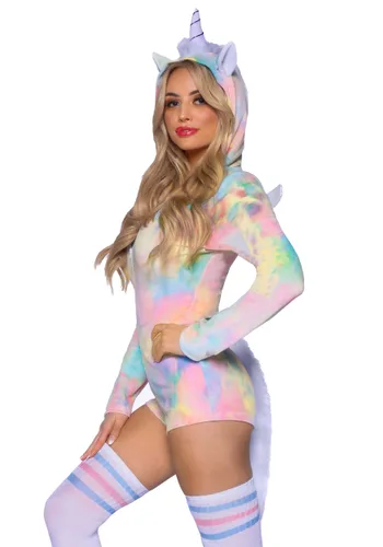Vista 3 de Disfraz Sexy Pastel de Unicornio para Mujer Multicolor