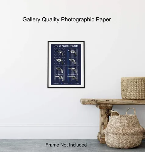 Vista 8 de Póster de pistola de policía – 8 x 10 pulgadas de línea azul fina, impresión artística para decoración de pared de recinto, oficina, regalo