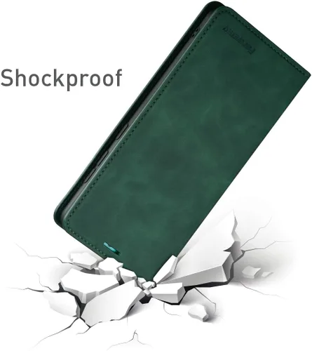 Vista 6 de QLTYPRI Funda tipo cartera para Samsung Galaxy S20 FE, 3 tarjeteros, color verde Funda de piel sintética de alta calidad, cierre magnético