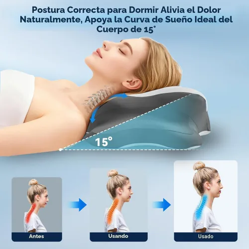 Vista 4 de Almohada de apnea del sueño con alivio del dolor de cuello y ronquidos, almohada cervical ortopédica, almohada ergonómica de espuma viscoelástica