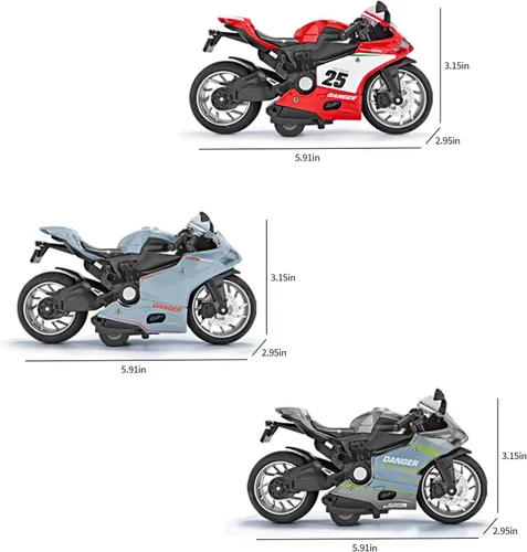 Vista 7 de Modelo de motocicleta de tracción hacia atrás, motocicleta de juguete a escala 1:12, juguete de motocicleta con luz y música para niños y niñas