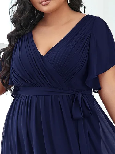 Vista 5 de Ever-Pretty Plus Vestidos de dama de honor formales de gasa para mujer Azul marino