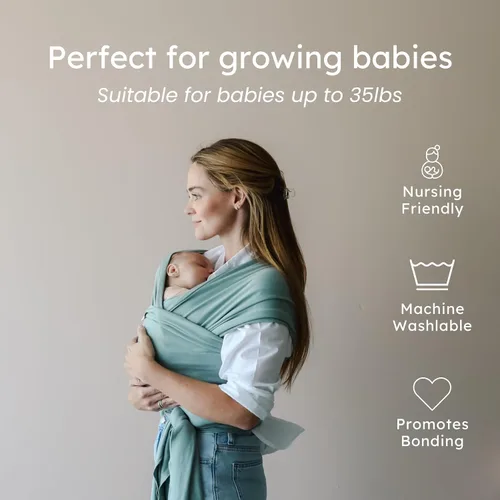 Vista 3 de snuggle me Fular para bebé Portabebés manos libres, portabebés fácil de atar, portabebés con algodón orgánico, envoltura para bebés de 0 a 18