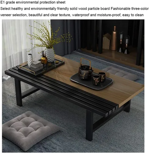 Vista 6 de Mesa de centro, mesa de estar de estilo japonés, mesa de protección ambiental E1 para el hogar + marco de acero al carbono mesa baja