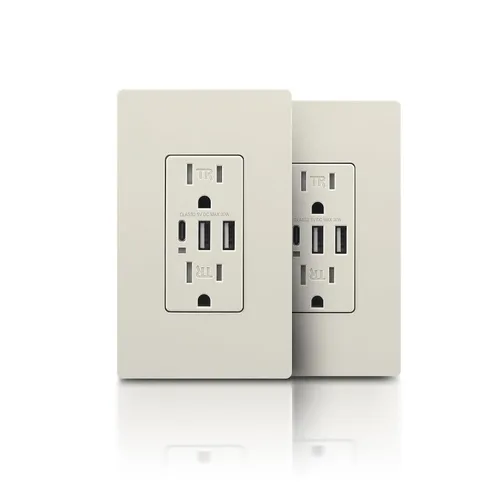 Vista 31 de TOPELER Toma de pared USB C negra, toma eléctrica de carga rápida de 30W 6.0Amp con 3 puertos USB (1*Tipo C y 2*Tipo A), receptáculo resistente a