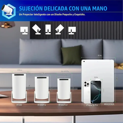 Vista 5 de Mini proyector, proyector inteligente 4K mejorado con Wifi 6 y Bluetooth 5.4, proyector portátil con Android 14, corrección trapezoidal automática