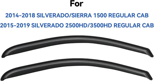 Vista 2 de Viseras de Ventana Protectores de Lluvia para Chevy Silverado/GMC Sierra 1500 Cabina Regular 2014-2018, Deflectores de Viento de Ventilación