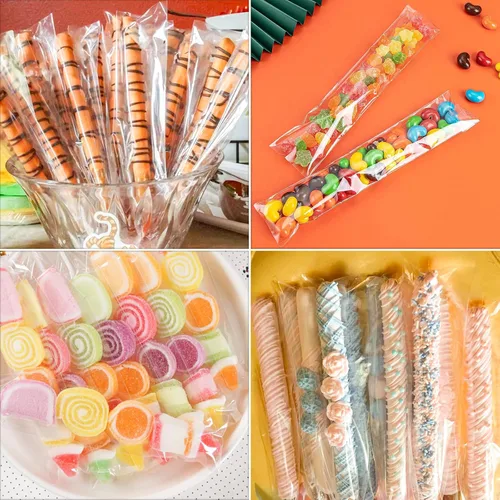 Vista 3 de SUREHOME Bolsas para barra de pretzel, 100 bolsas de pretzels de 2 x 8 pulgadas, bolsas individuales transparentes resellables y autosellables