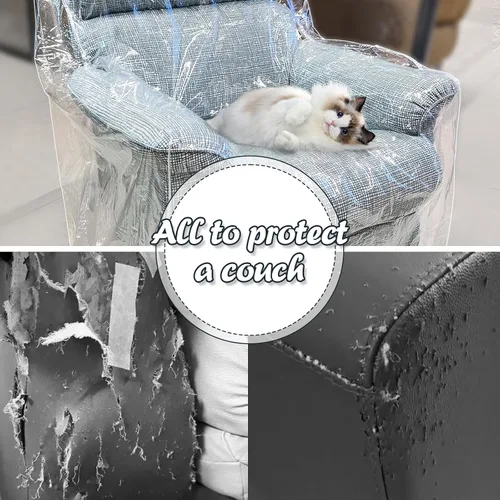 Vista 4 de Swanna Funda de plástico para muebles reclinables, bolsa transparente para mudanza, funda impermeable resistente para mascotas, protector