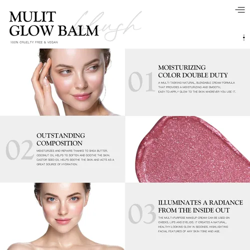 Vista 3 de bayfree Rubor en crema para mejillas acabado radiante, hidratante, cremoso, ligero y mezclable, bálsamo de labios vegano y suave, vitamina E